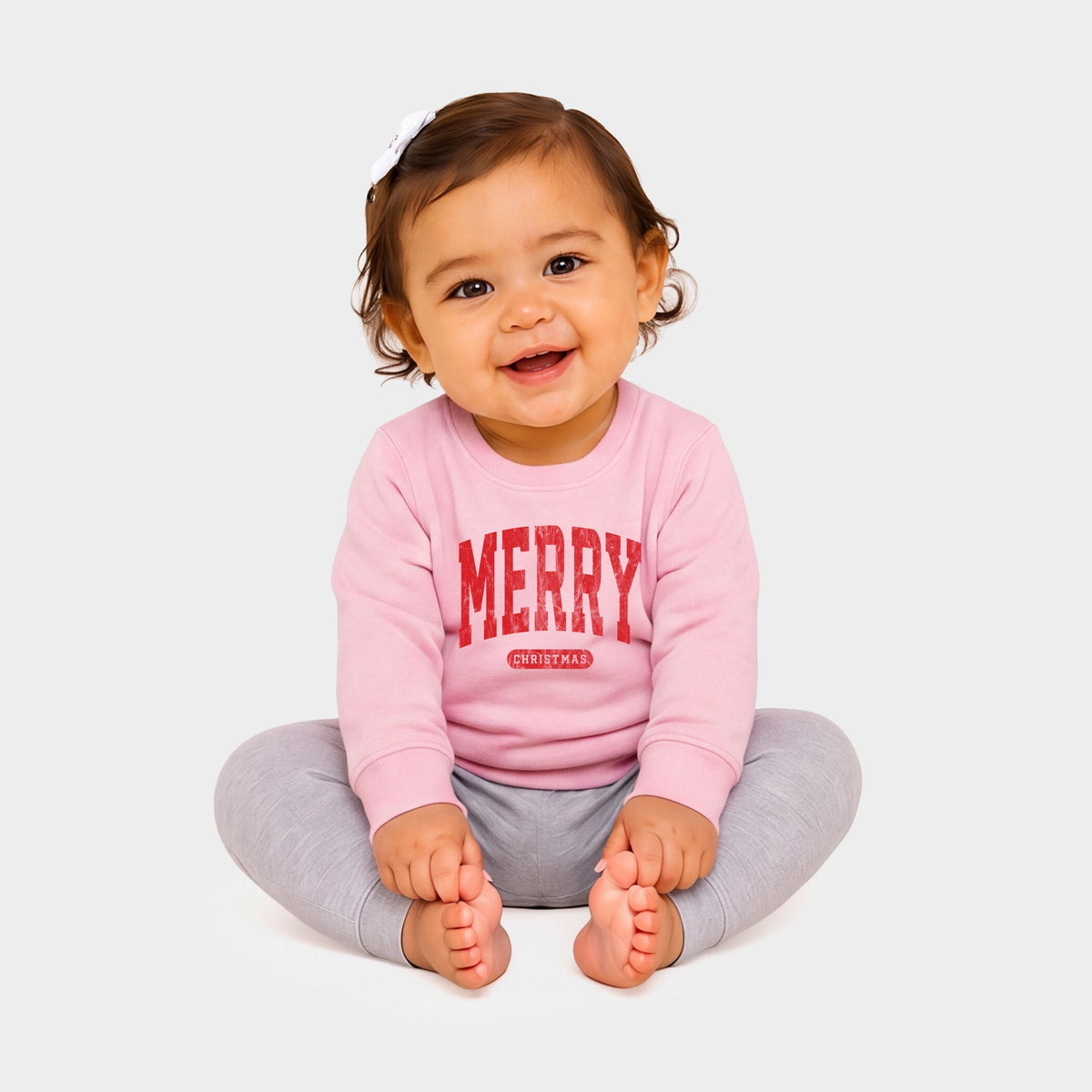 Merry Christmas Arched Bold - Infant Crew Fleece Sweatshirt