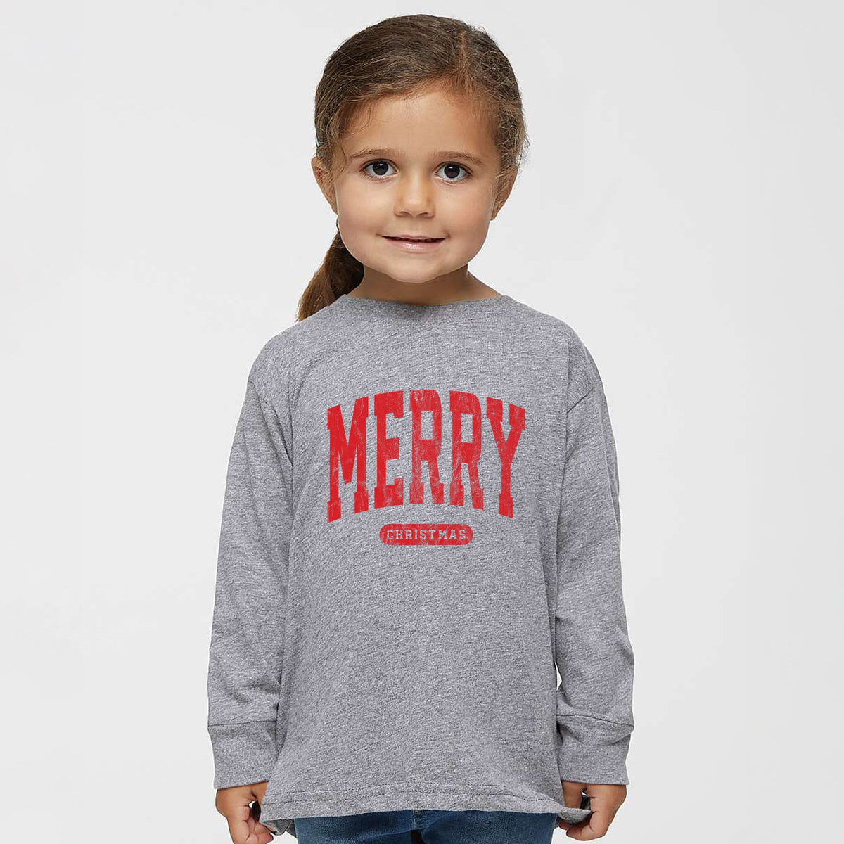 Merry Christmas Arched Bold - Toddler Long Sleeve Graphic Tee