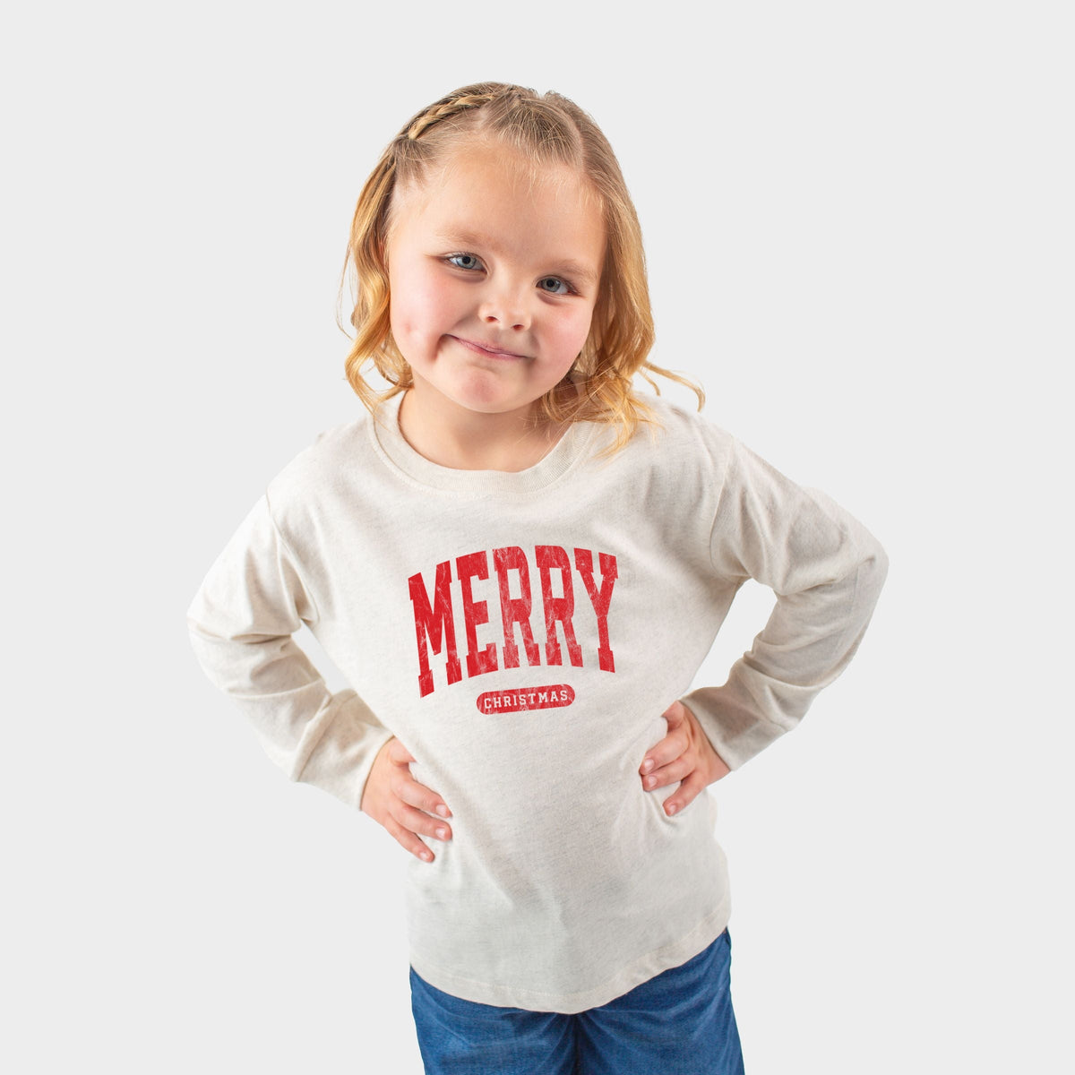 Merry Christmas Arched Bold - Toddler Long Sleeve Graphic Tee