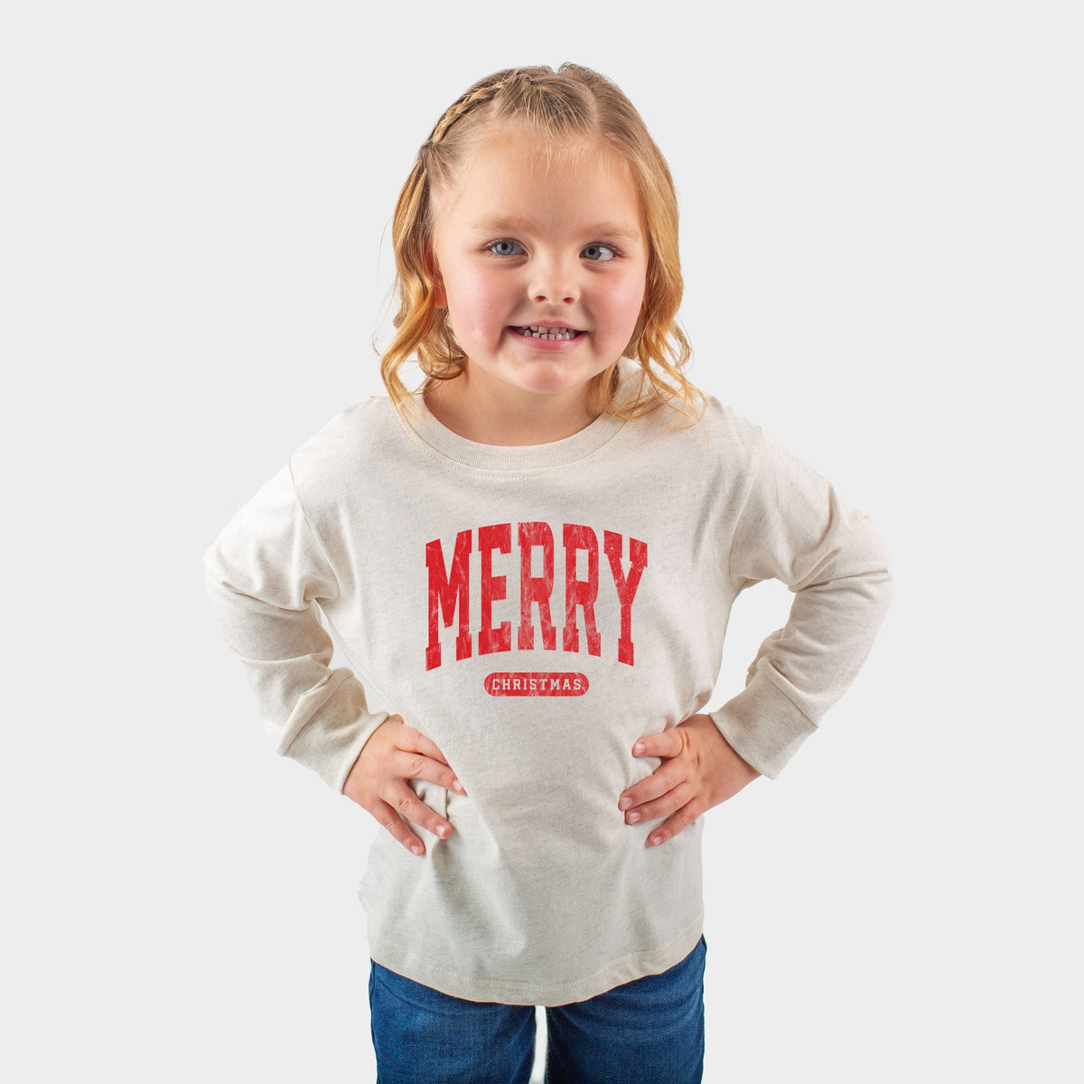 Merry Christmas Arched Bold - Toddler Long Sleeve Graphic Tee