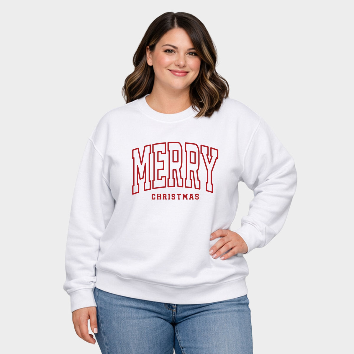 Merry Christmas Arched Outline - Women's Plus Sweatshirt