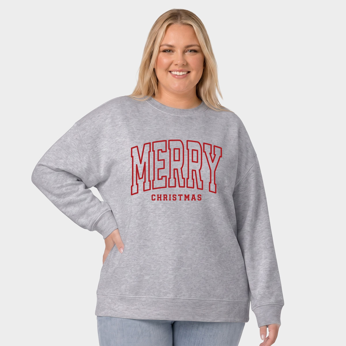 Merry Christmas Arched Outline - Women's Plus Sweatshirt