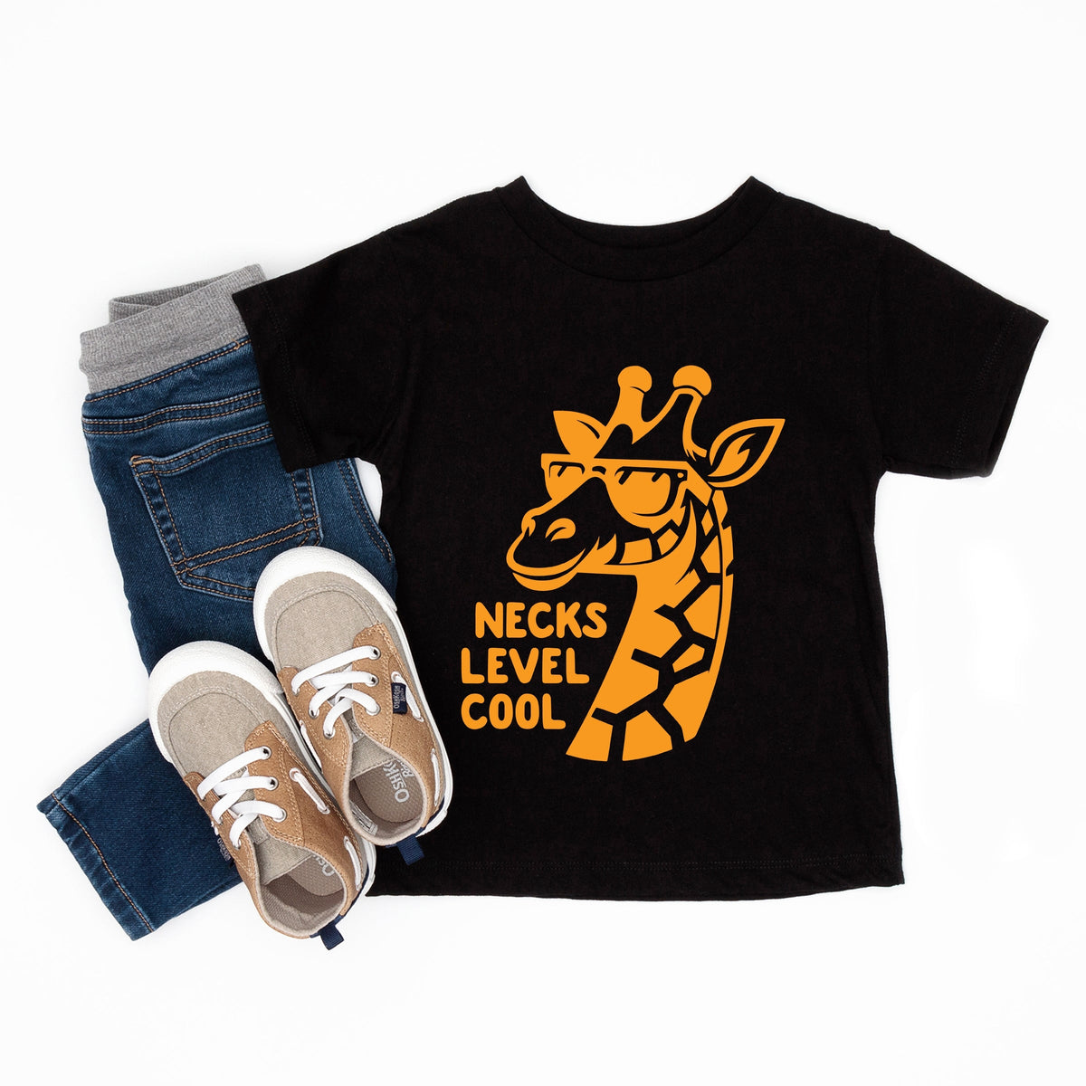 Necks Level Cool Giraffe - Toddler Short Sleeve Graphic T-Shirt