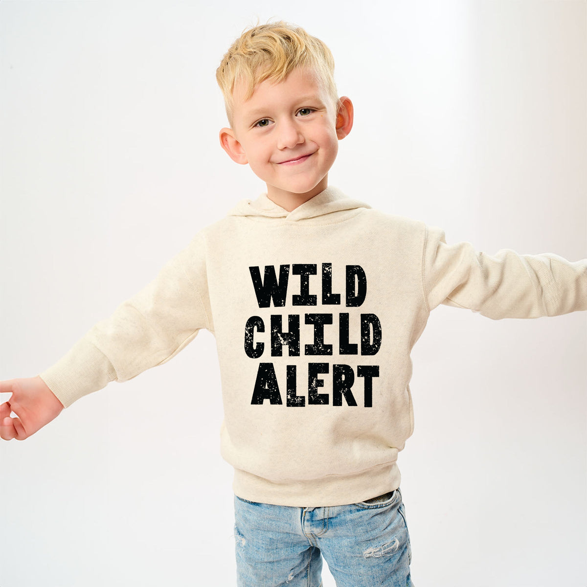 Wild Child Alert Distressed - Toddler Hoodie