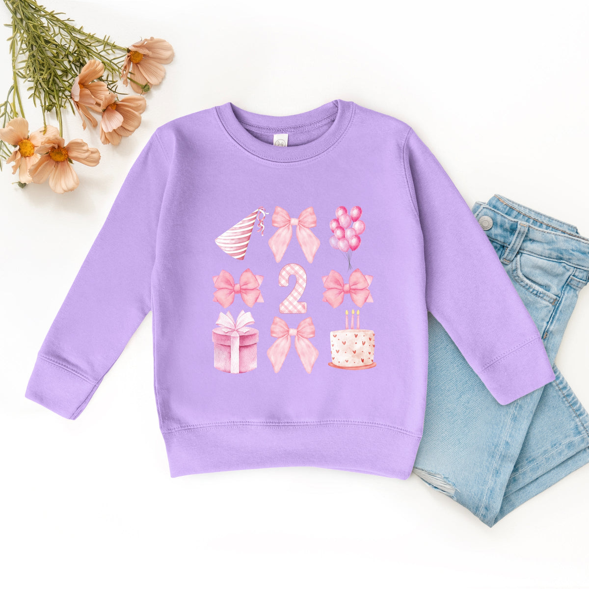 Two Birthday Pink Coquette - Toddler Graphic Sweatshirt