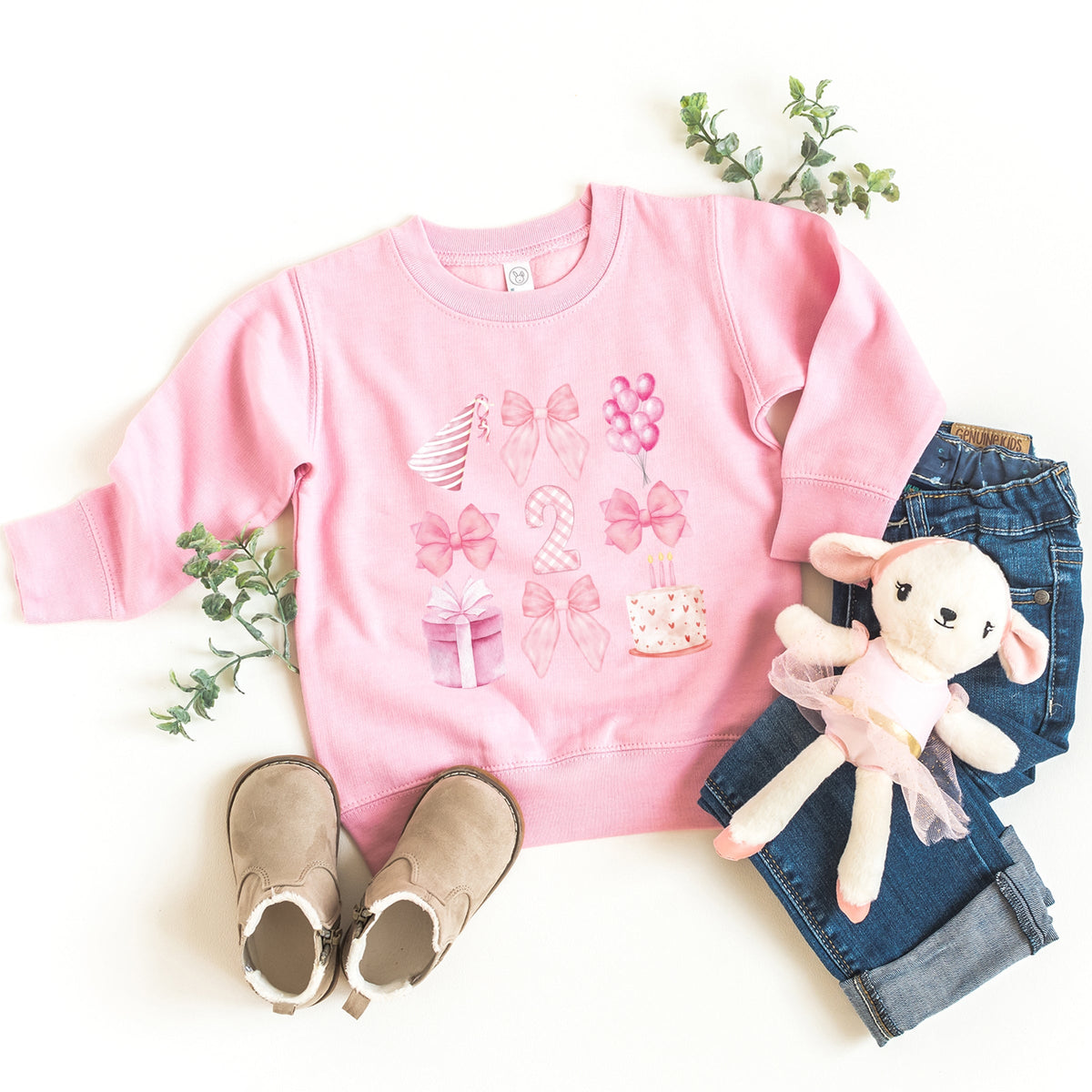 Two Birthday Pink Coquette - Toddler Graphic Sweatshirt