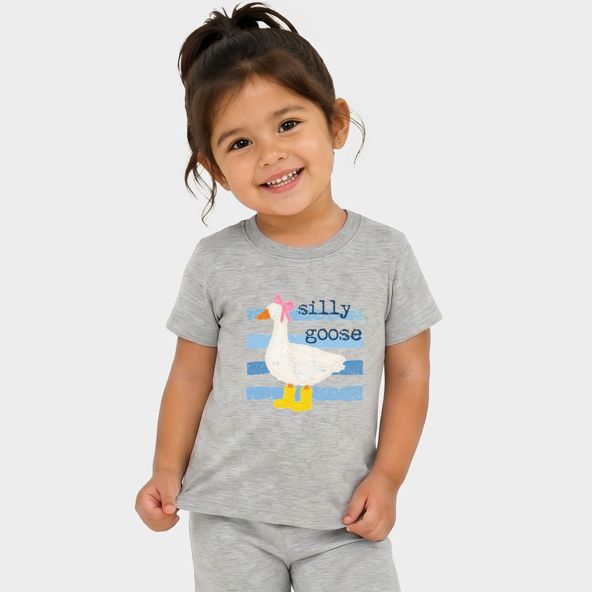 Silly Goose Blue Stripes - Toddler Crew Shorts Set
