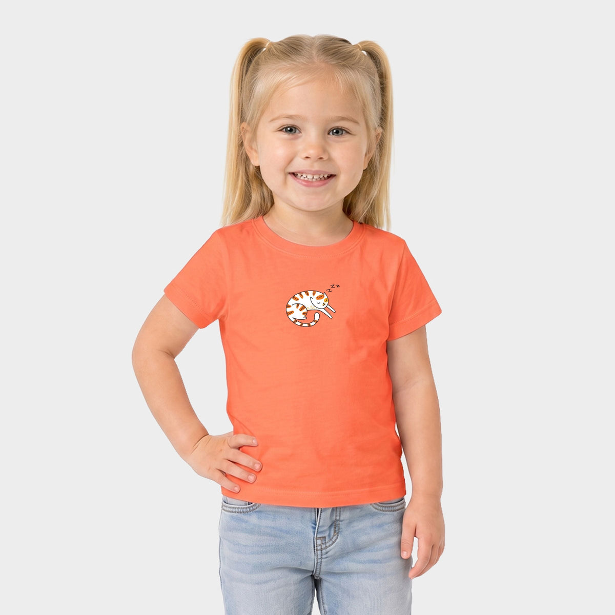 Sleeping Cat Curled - Toddler Short Sleeve Graphic T-Shirt