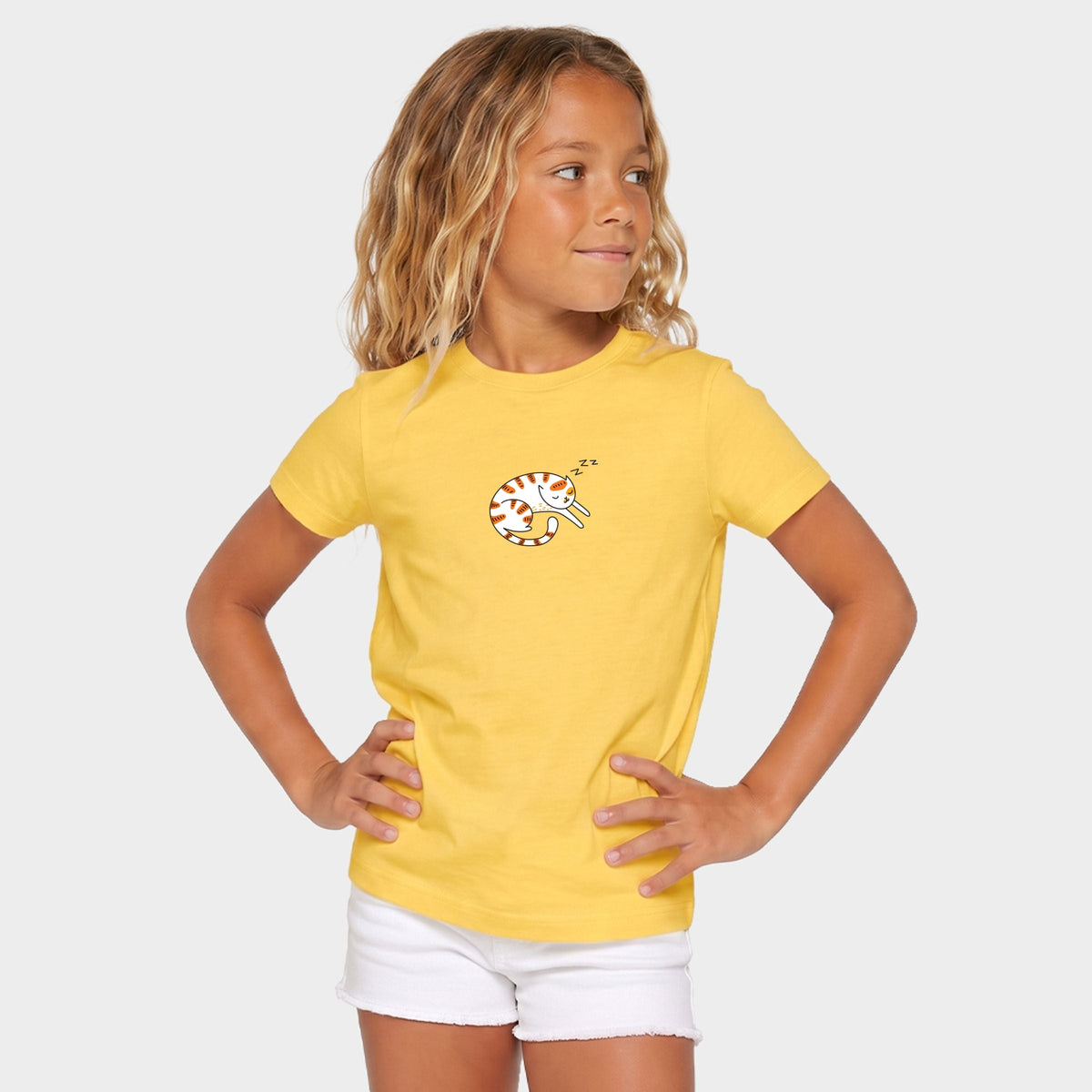 Sleeping Cat Curled - Youth Short Sleeve Graphic T-Shirt