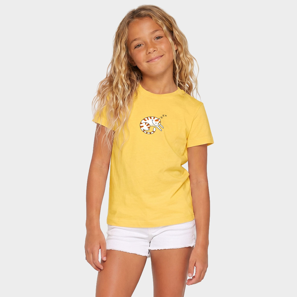 Sleeping Cat Curled - Youth Short Sleeve Graphic T-Shirt