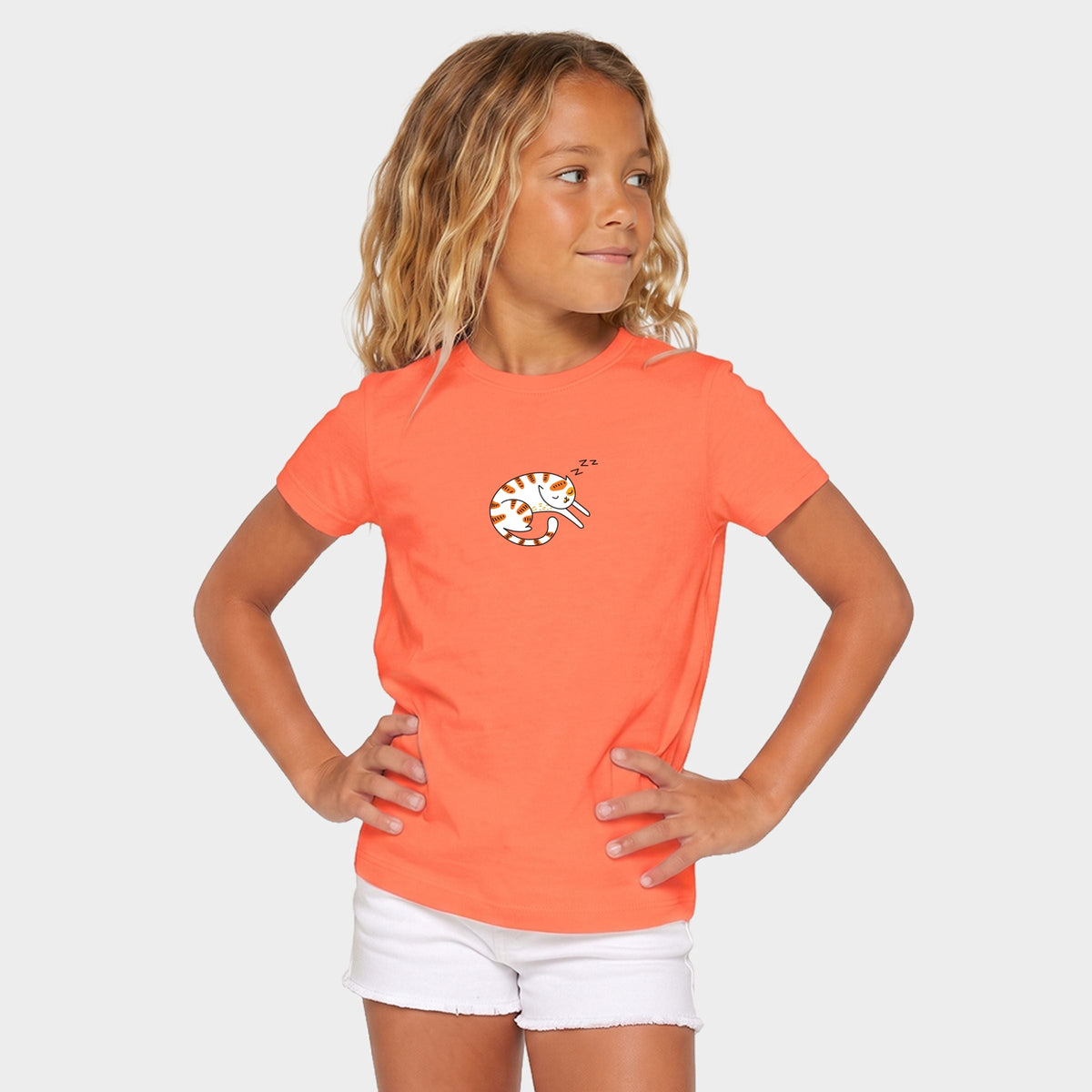Sleeping Cat Curled - Youth Short Sleeve Graphic T-Shirt