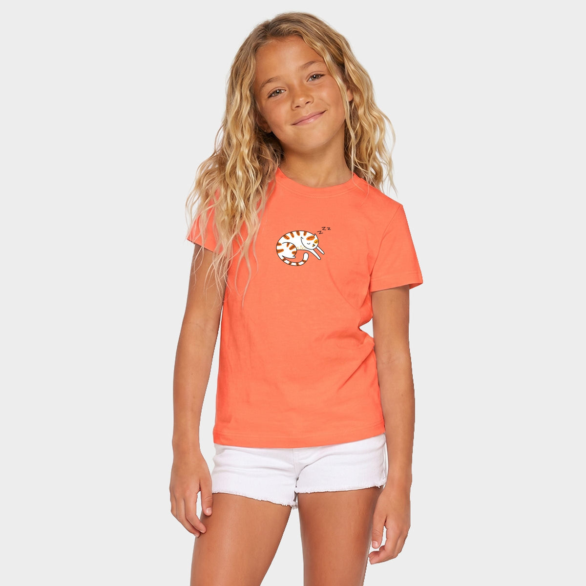 Sleeping Cat Curled - Youth Short Sleeve Graphic T-Shirt