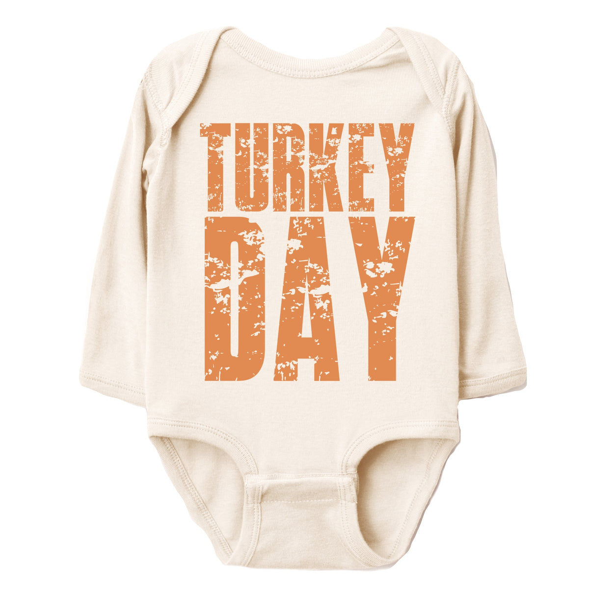 Turkey Day Block Distressed - Baby Long Sleeve Bodysuit