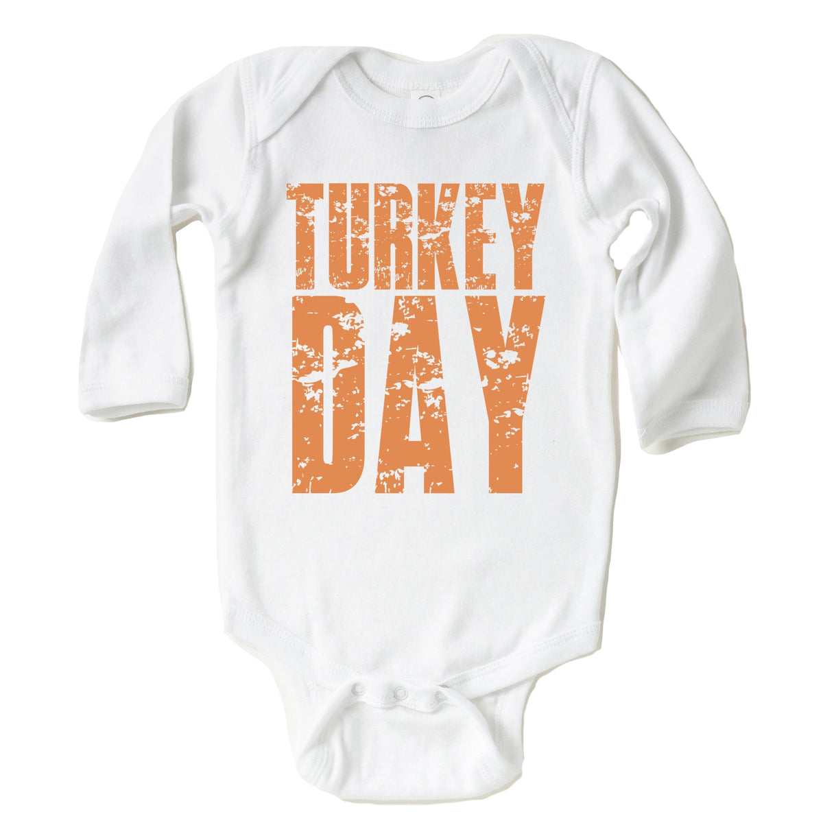 Turkey Day Block Distressed - Baby Long Sleeve Bodysuit