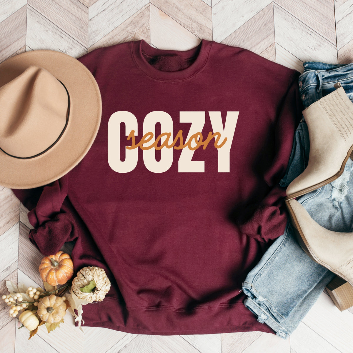 Cozy Season Layered Cursive - Women's Graphic Sweatshirt