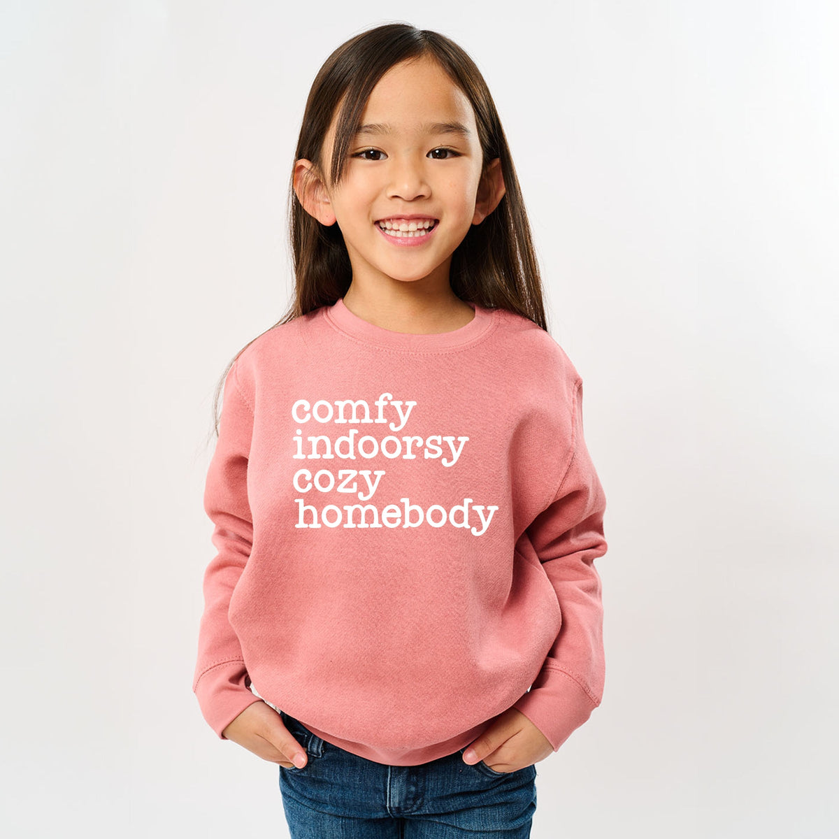 Comfy Indoorsy Cozy Homebody - Youth Graphic Sweatshirt