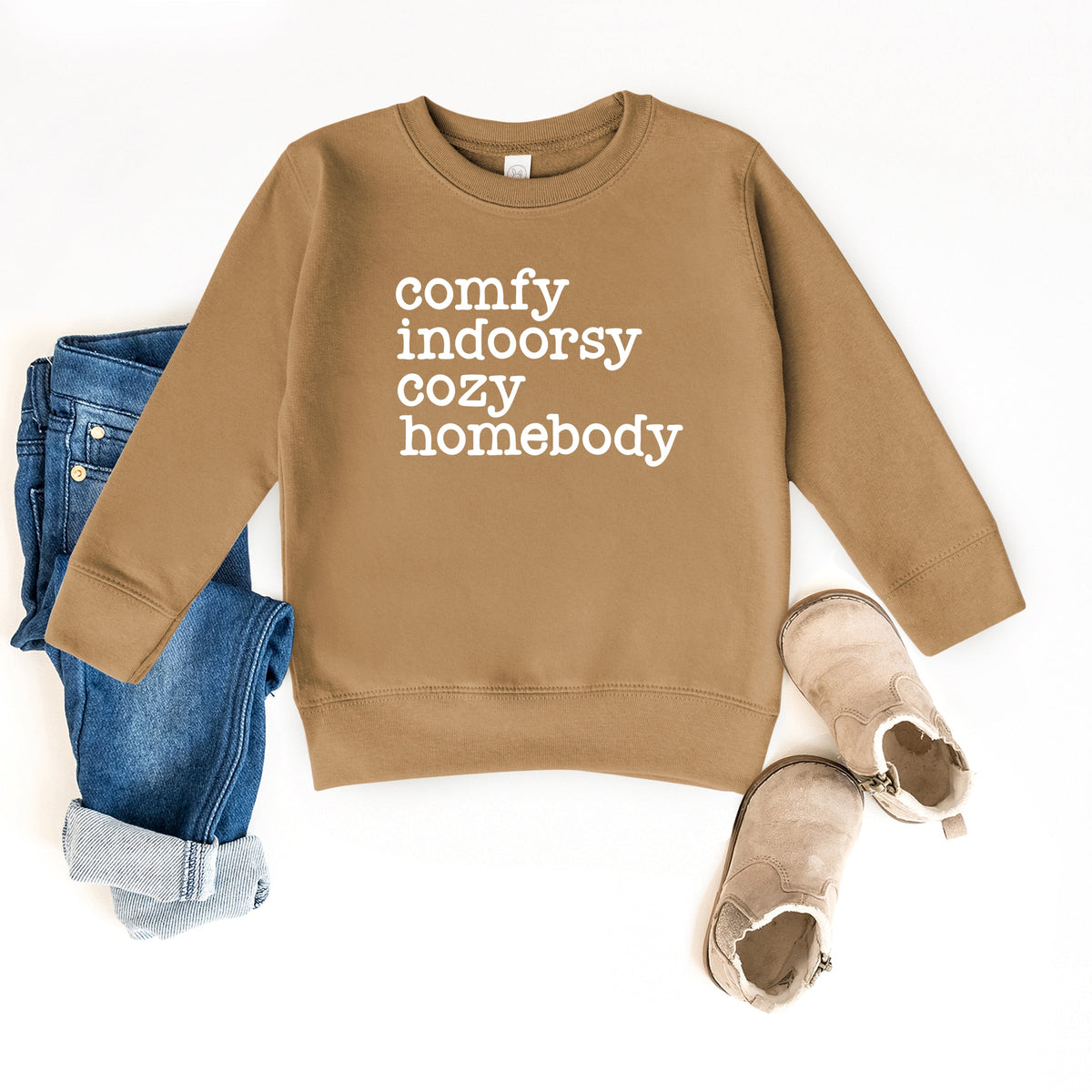 Comfy Indoorsy Cozy Homebody - Toddler Graphic Sweatshirt