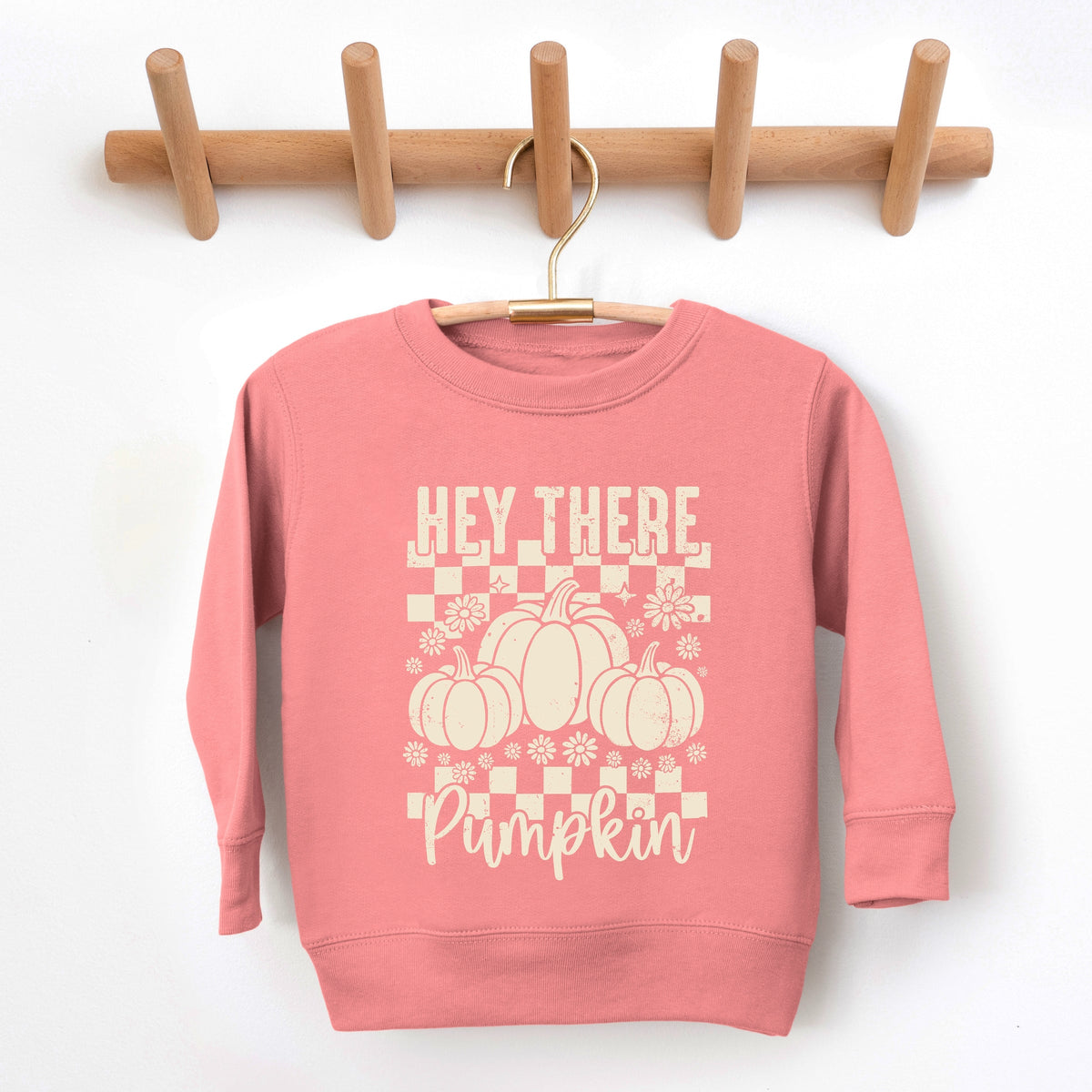 Hey There Pumpkin Checkered - Toddler Graphic Sweatshirt