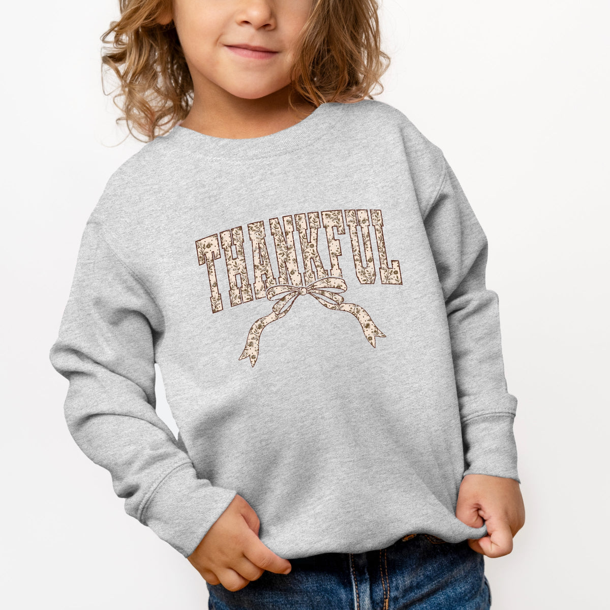 Thankful Floral Coquette - Toddler Graphic Sweatshirt