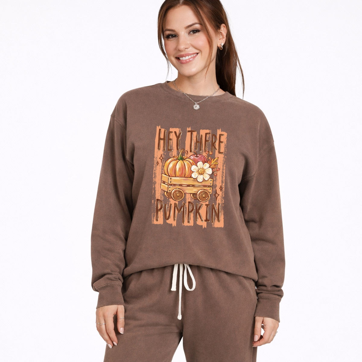Hey There Pumpkin Stripes - Women's Lightweight Garment Dyed Sweatshirt
