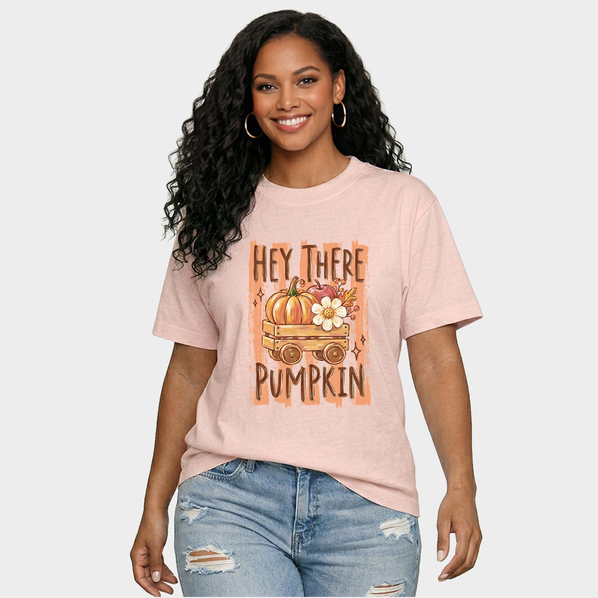Hey There Pumpkin Stripes - Women's Relaxed Boxy Tee