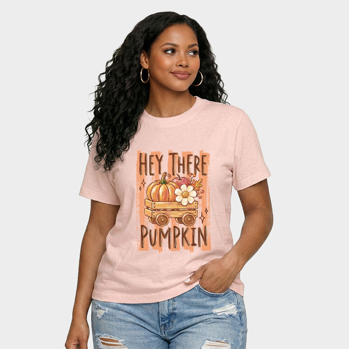 Hey There Pumpkin Stripes - Women's Relaxed Boxy Tee