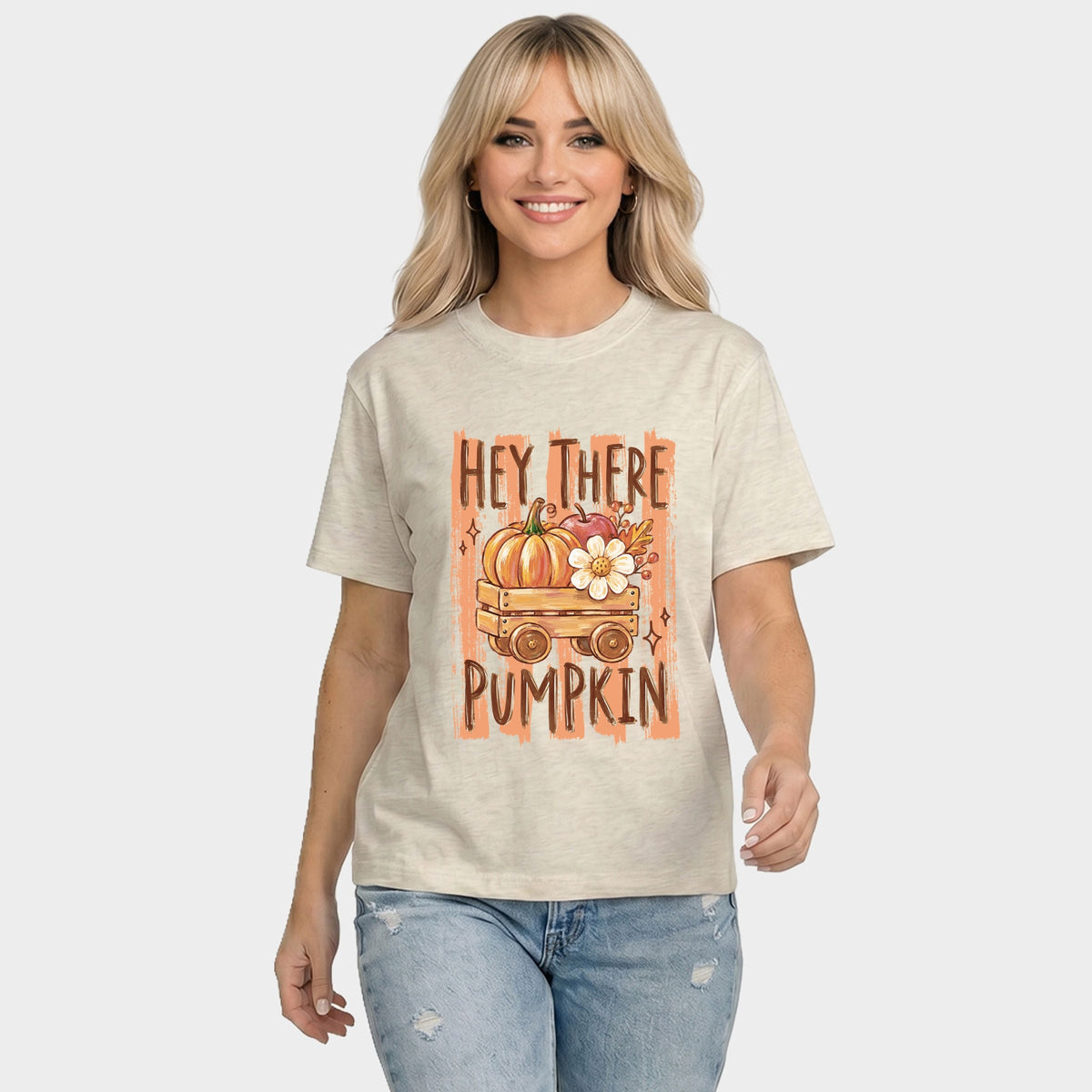 Hey There Pumpkin Stripes - Women's Relaxed Boxy Tee