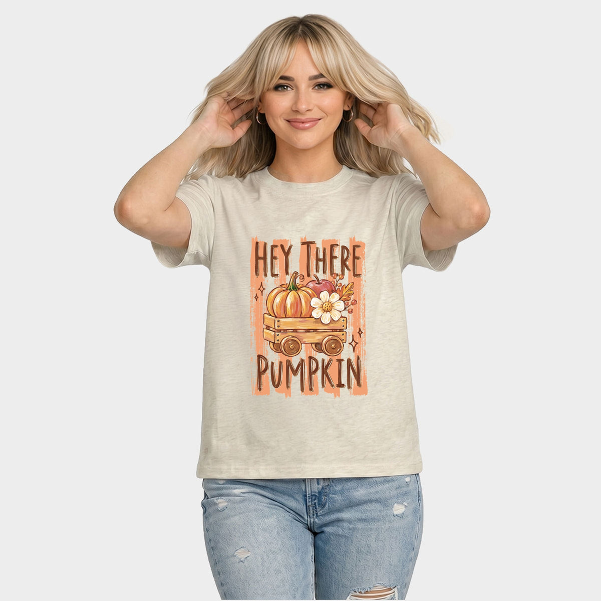 Hey There Pumpkin Stripes - Women's Relaxed Boxy Tee
