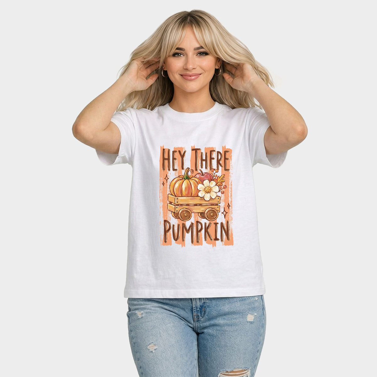 Hey There Pumpkin Stripes - Women's Relaxed Boxy Tee