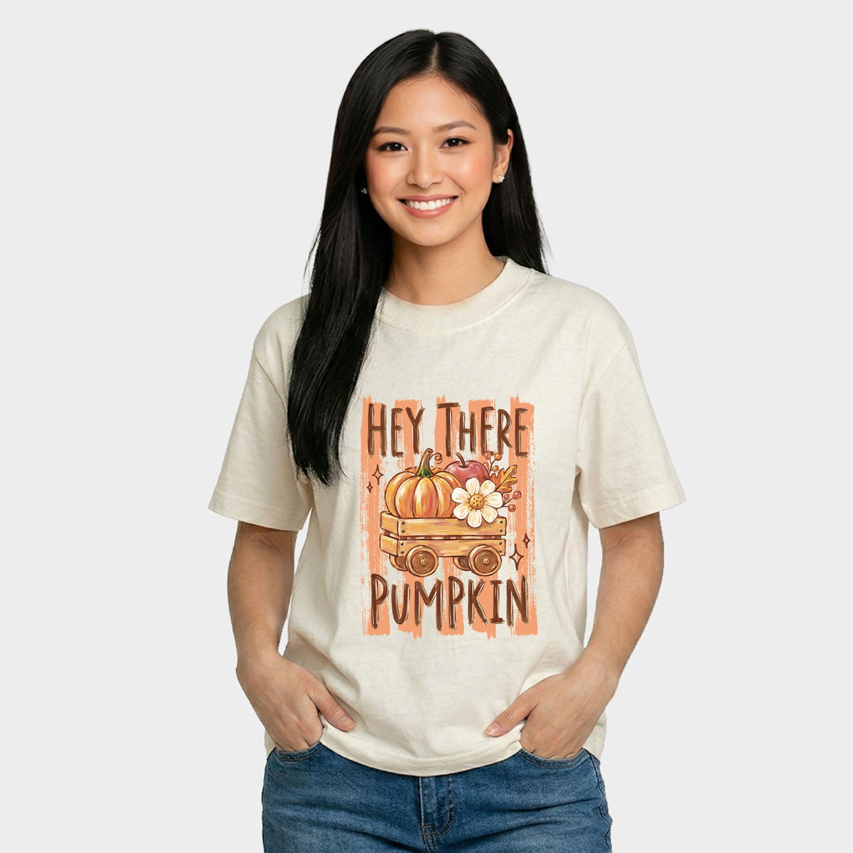 Hey There Pumpkin Stripes - Women's Relaxed Boxy Tee