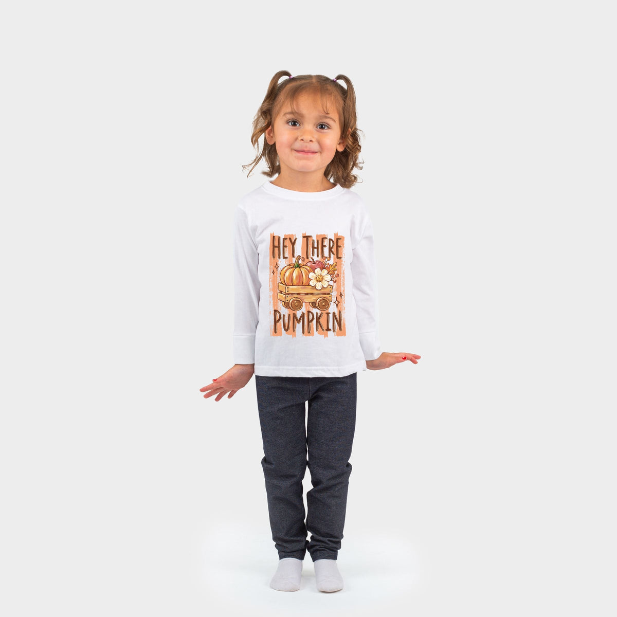 Hey There Pumpkin Stripes - Toddler Long Sleeve Graphic Tee