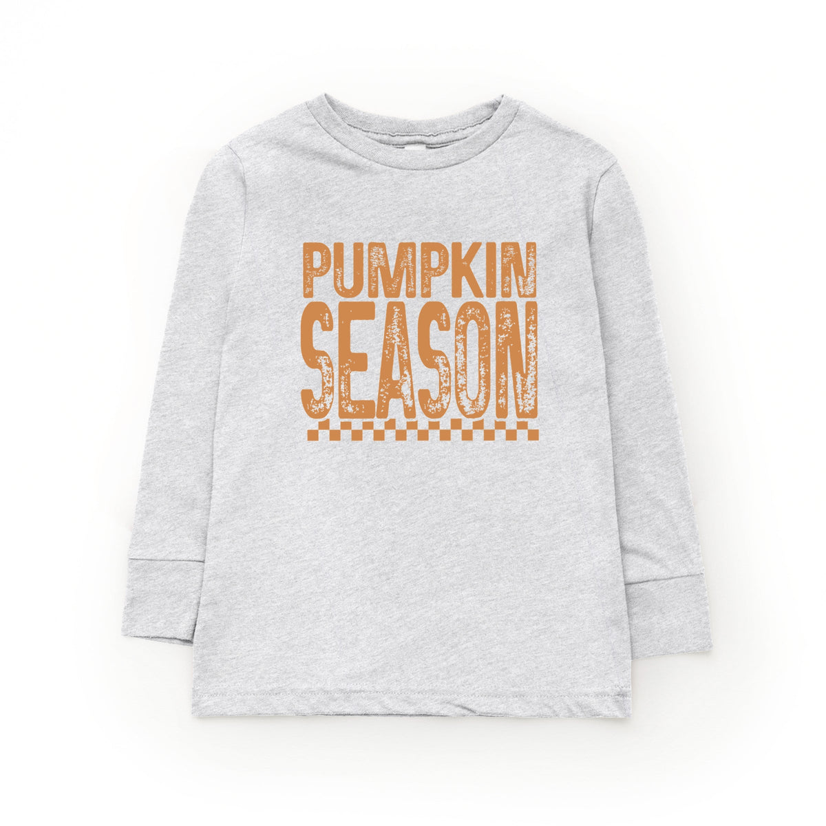 Pumpkin Season Checkered Distressed - Youth Long Sleeve Graphic T-Shirt