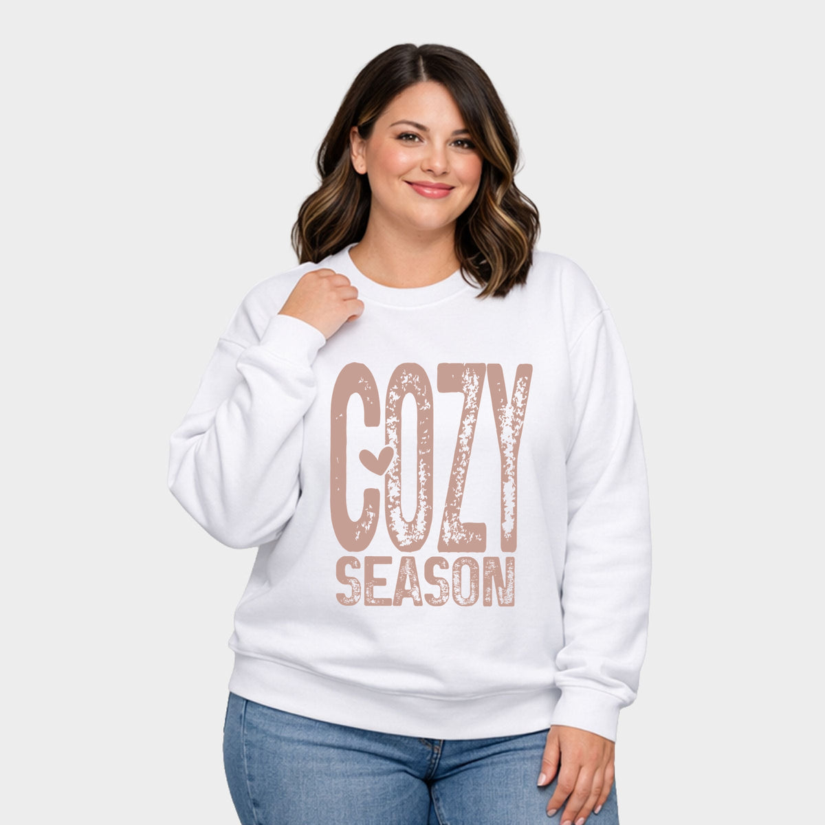 Cozy Season Heart -  Women's Plus Sized Graphic Sweatshirt