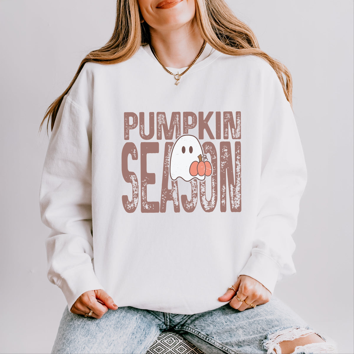 Pumpkin Season Ghost - Women's Lightweight Garment Dyed Sweatshirt