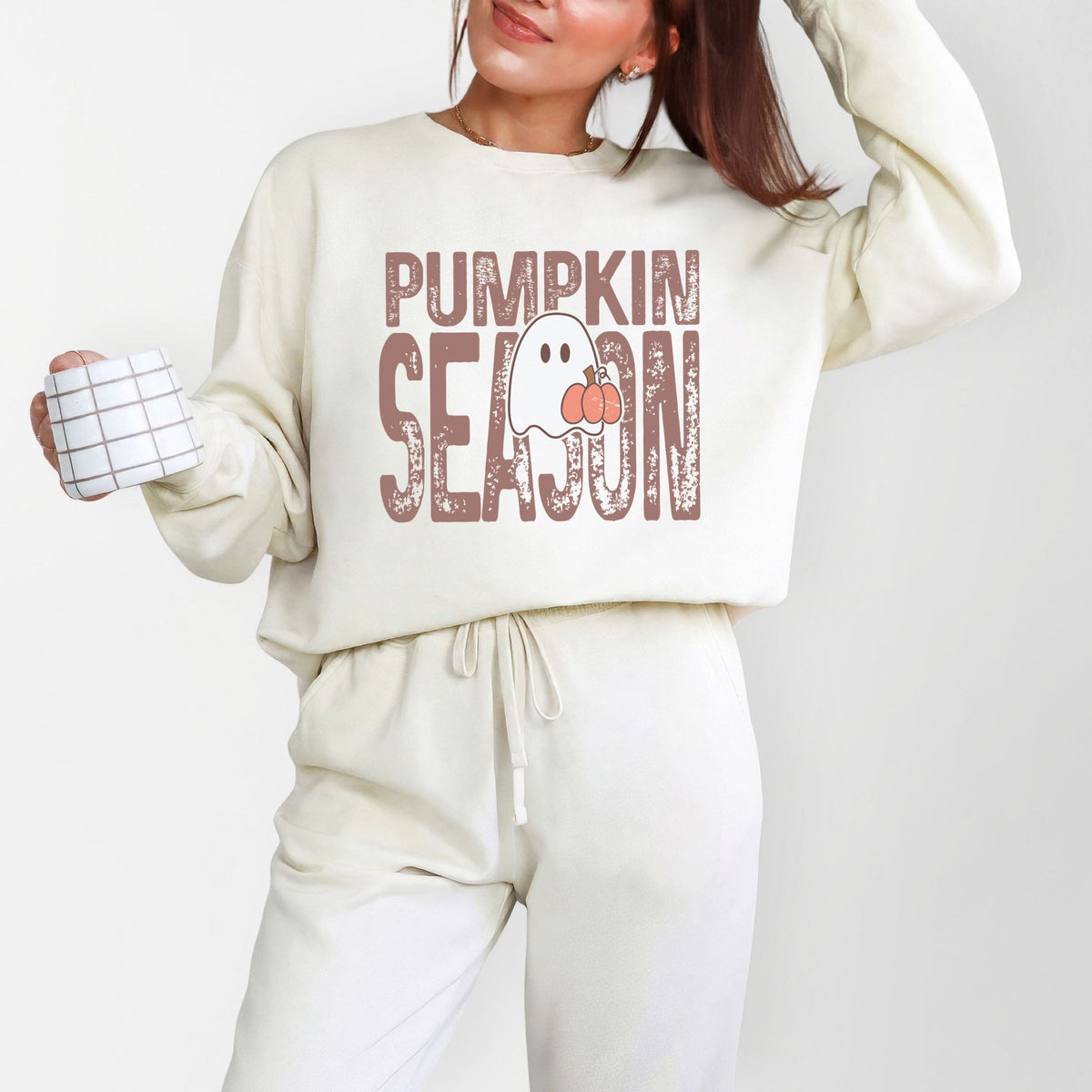 Pumpkin Season Ghost - Women's Lightweight Garment Dyed Sweatshirt
