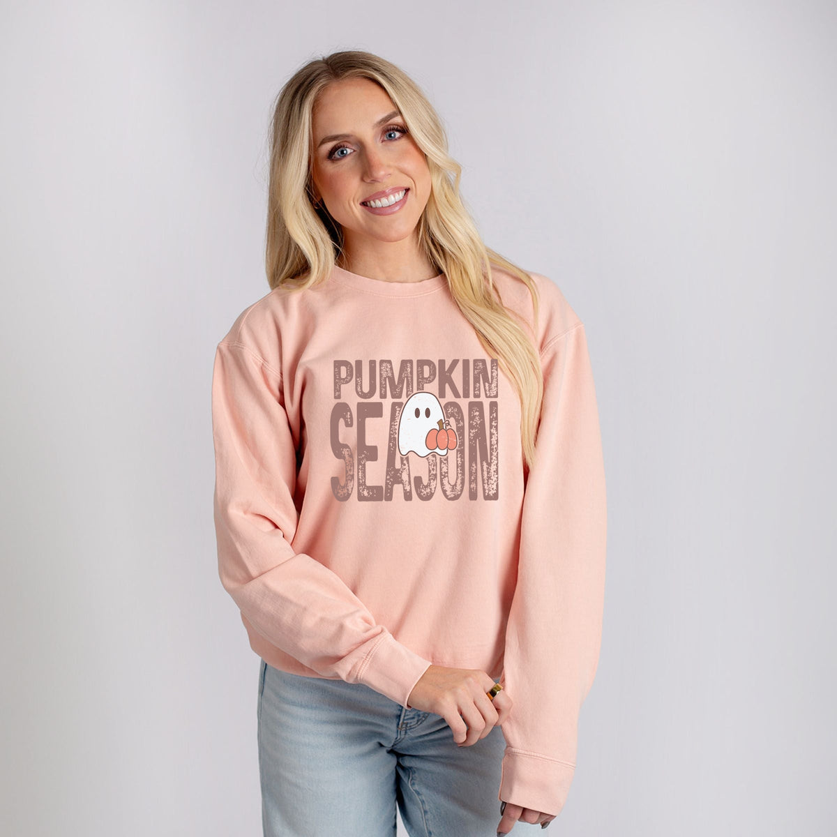 Pumpkin Season Ghost - Women's Lightweight Garment Dyed Sweatshirt