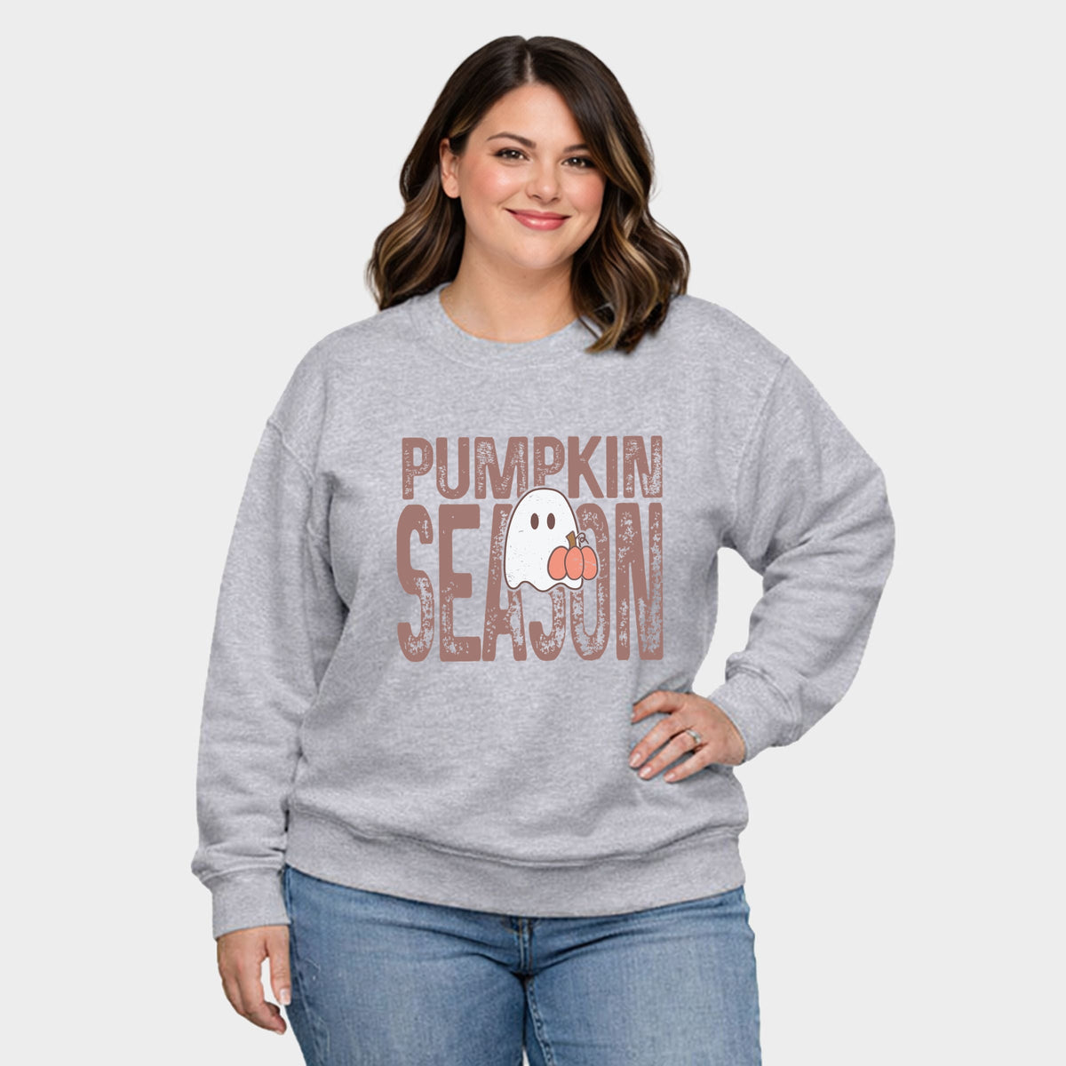 Pumpkin Season Ghost - Women's Plus Sized Graphic Sweatshirt