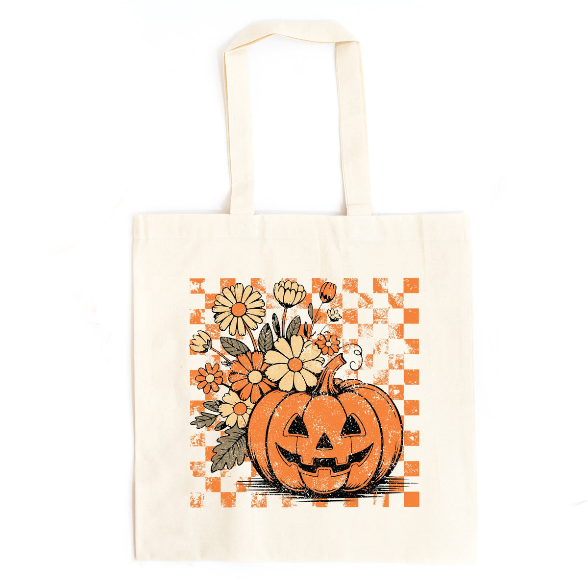 Retro Floral Pumpkin - Canvas Tote