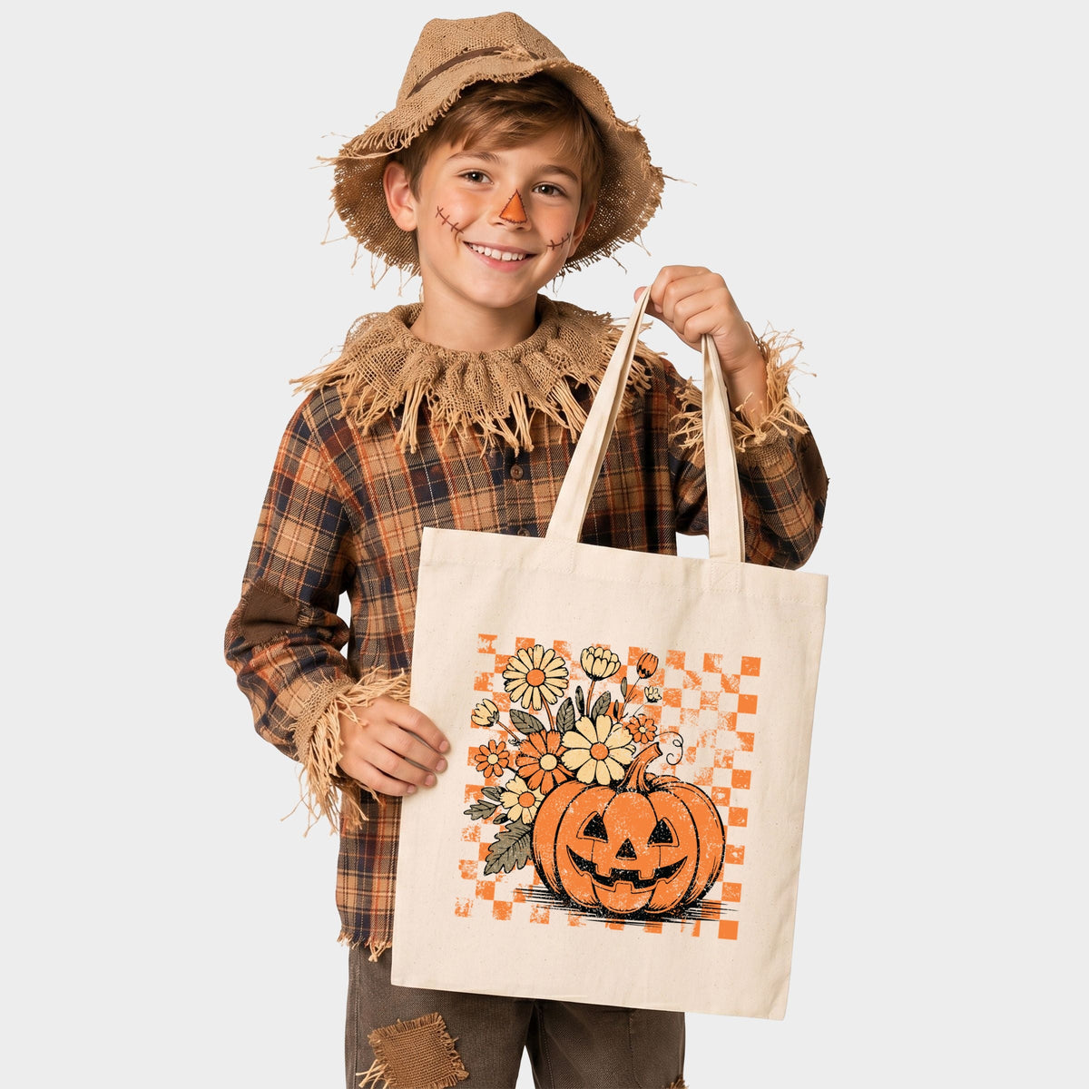 Retro Floral Pumpkin - Canvas Tote