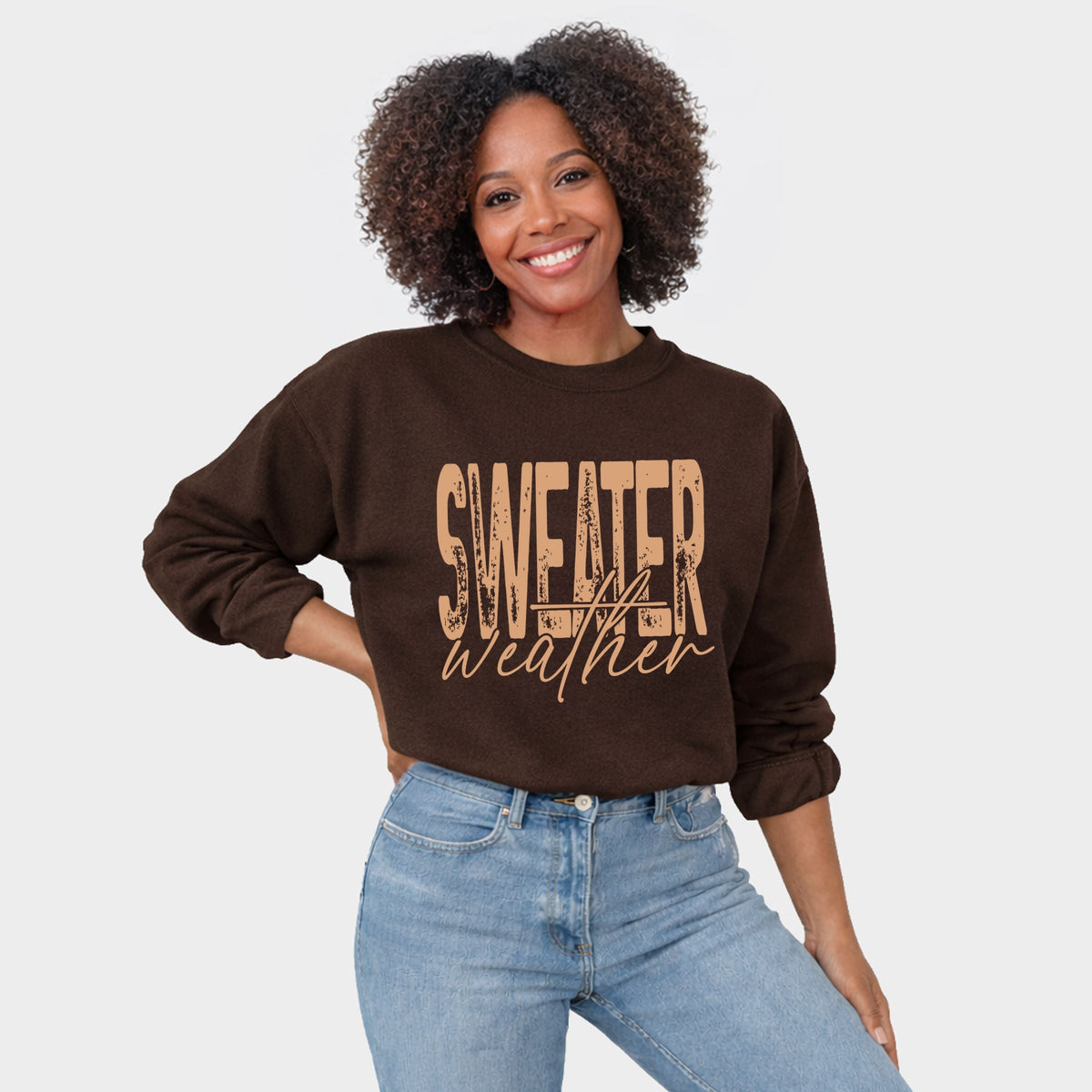 Sweater Weather Blocky Script - Women's Graphic Sweatshirt