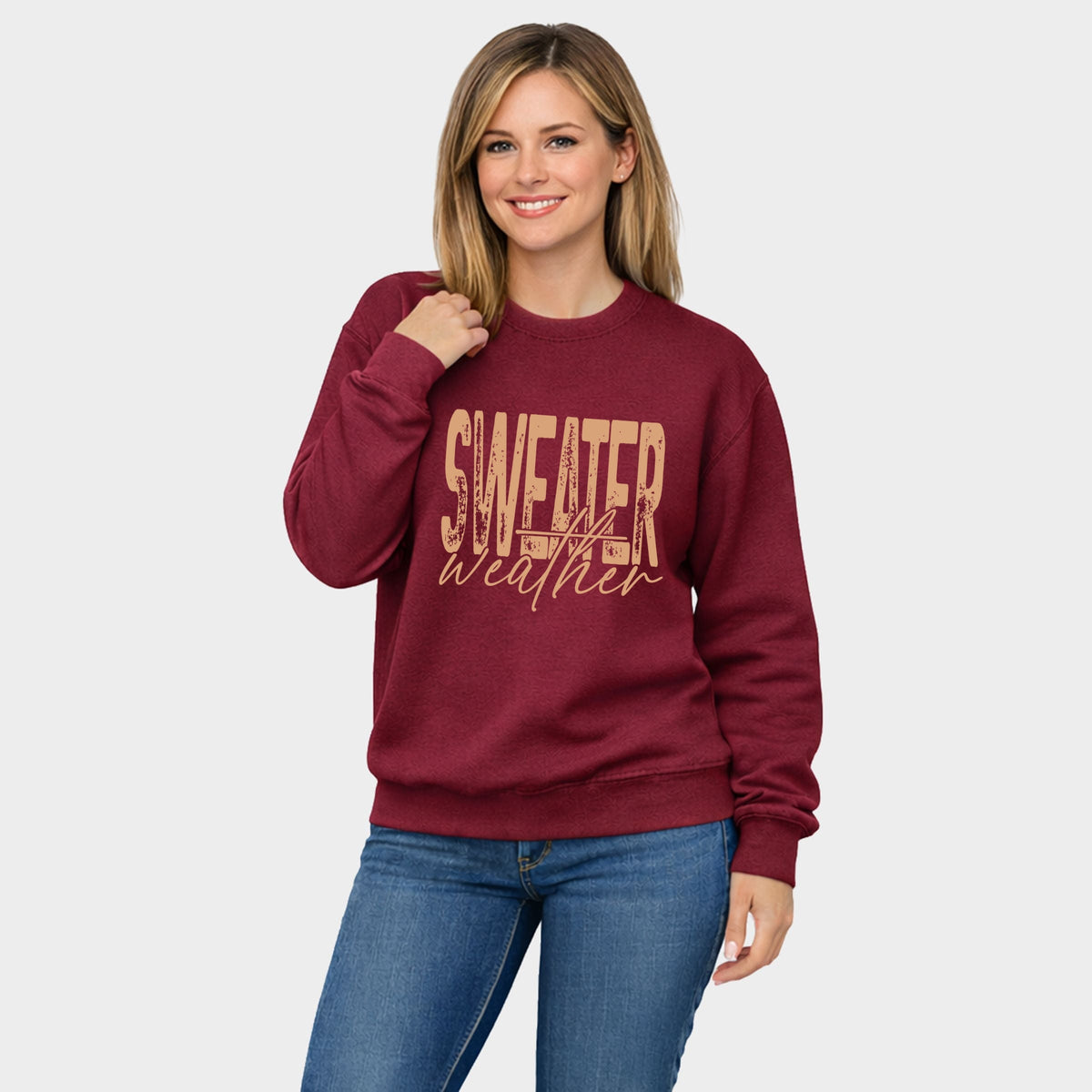 Sweater Weather Blocky Script - Women's Graphic Sweatshirt
