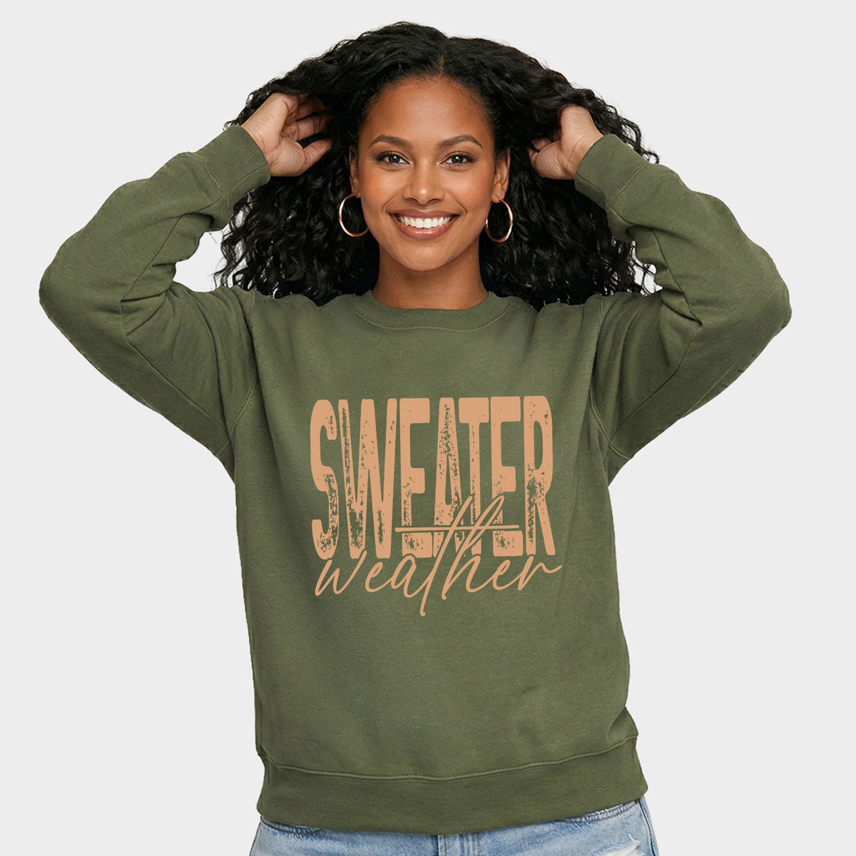 Sweater Weather Blocky Script - Women's Graphic Sweatshirt