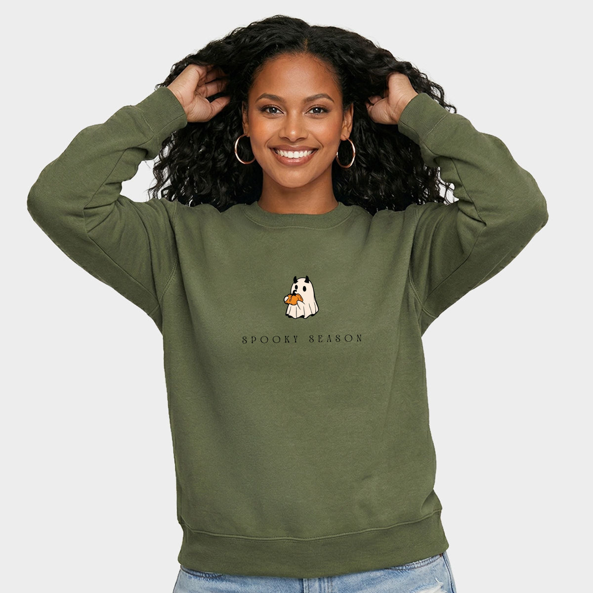 Spooky Season Pumpkin Ghost - Women's Graphic Sweatshirt