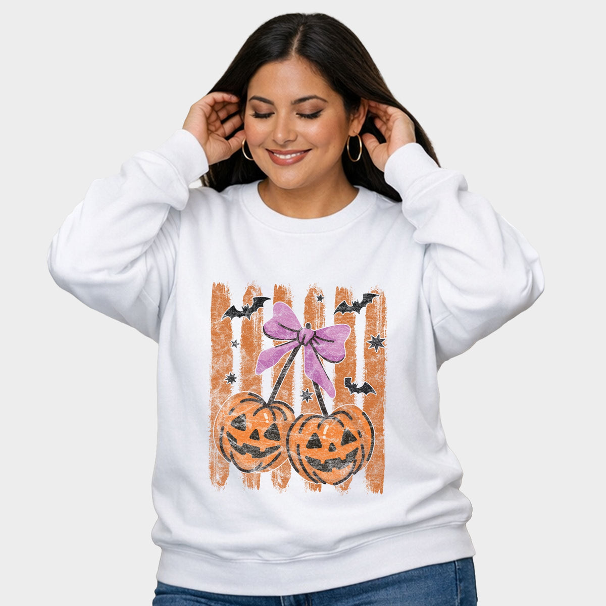 Pumpkin Cherry Bunch - Women's Plus Sized Graphic Sweatshirt