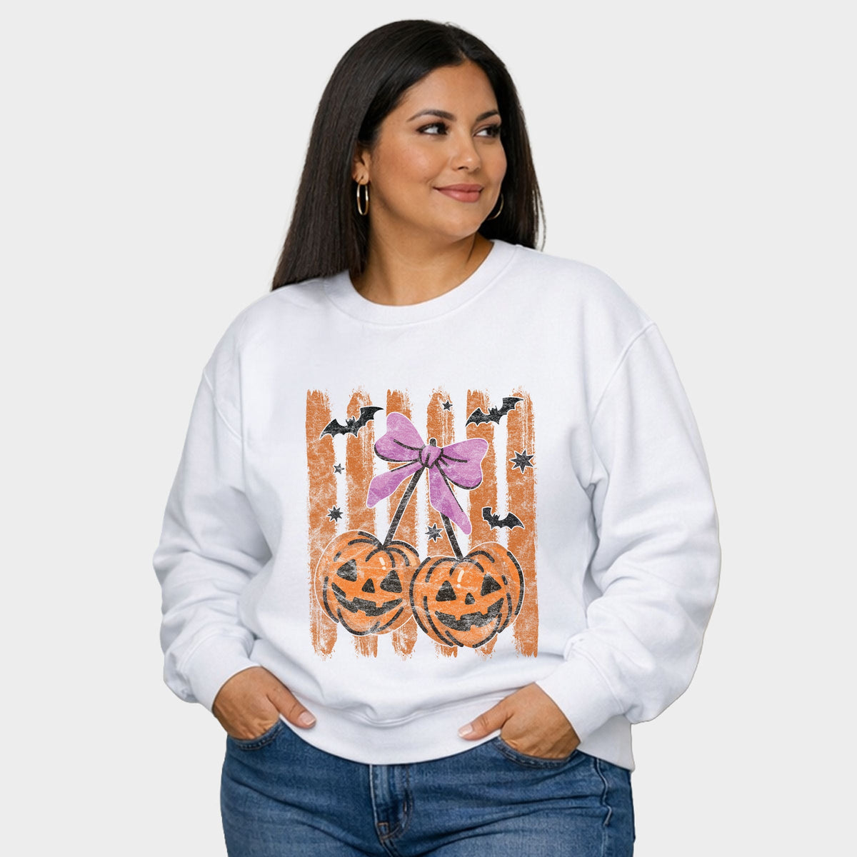Pumpkin Cherry Bunch - Women's Plus Sized Graphic Sweatshirt