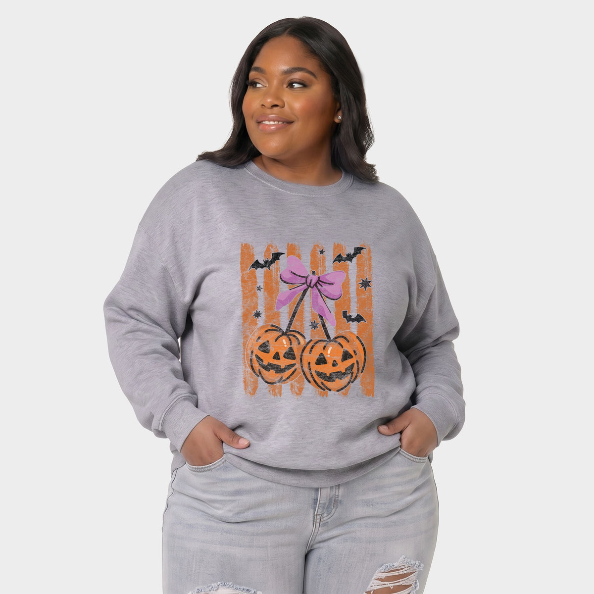 Pumpkin Cherry Bunch - Women's Plus Sized Graphic Sweatshirt