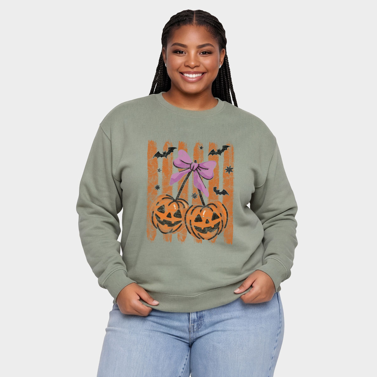 Pumpkin Cherry Bunch - Women's Plus Sized Graphic Sweatshirt