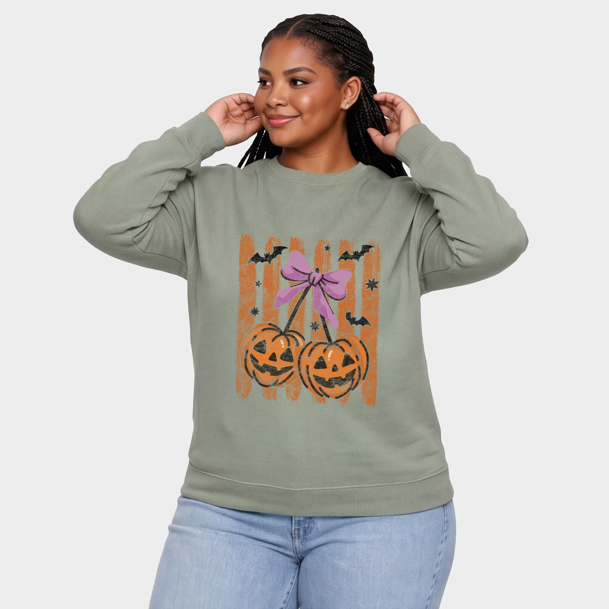 Pumpkin Cherry Bunch - Women's Plus Sized Graphic Sweatshirt