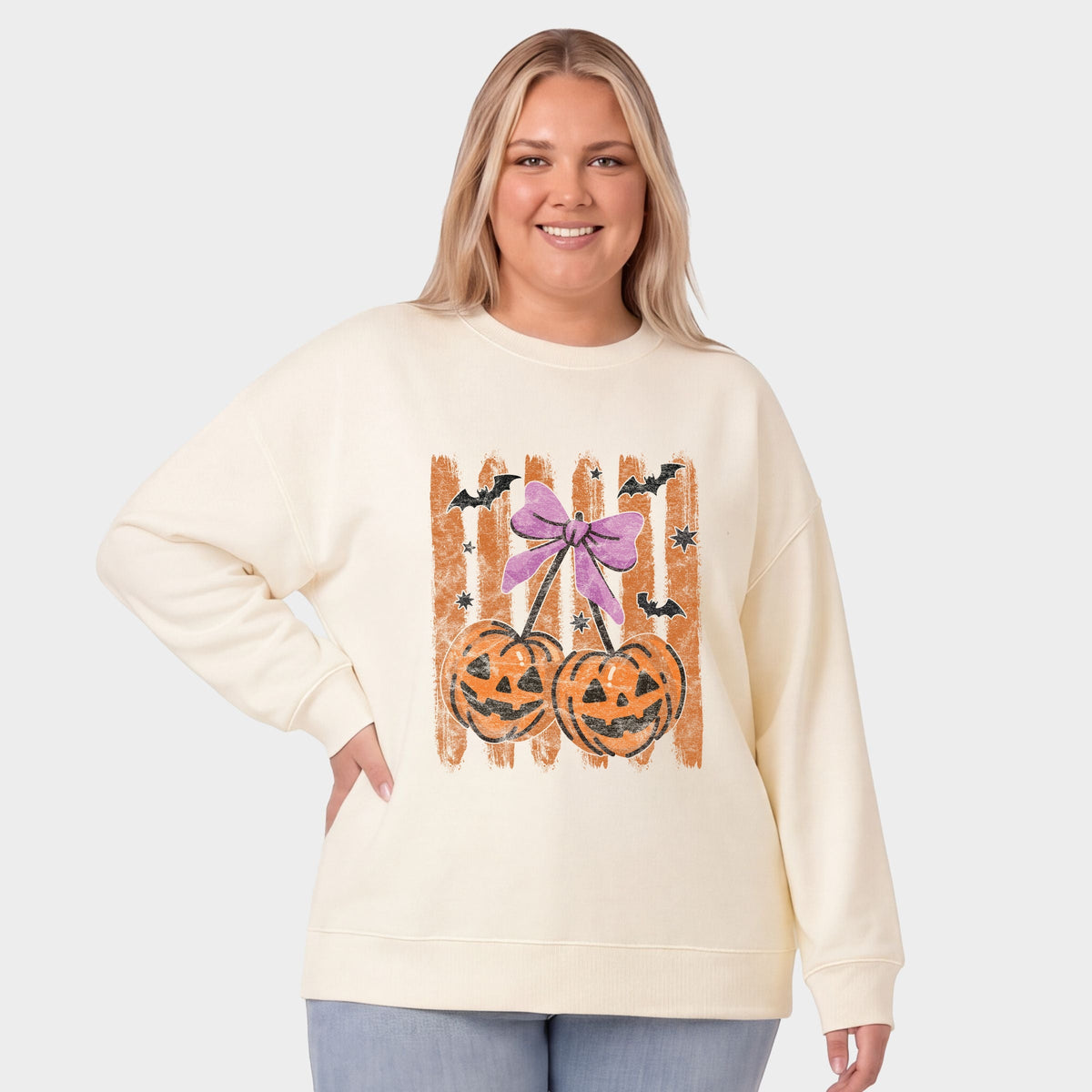 Pumpkin Cherry Bunch - Women's Plus Sized Graphic Sweatshirt