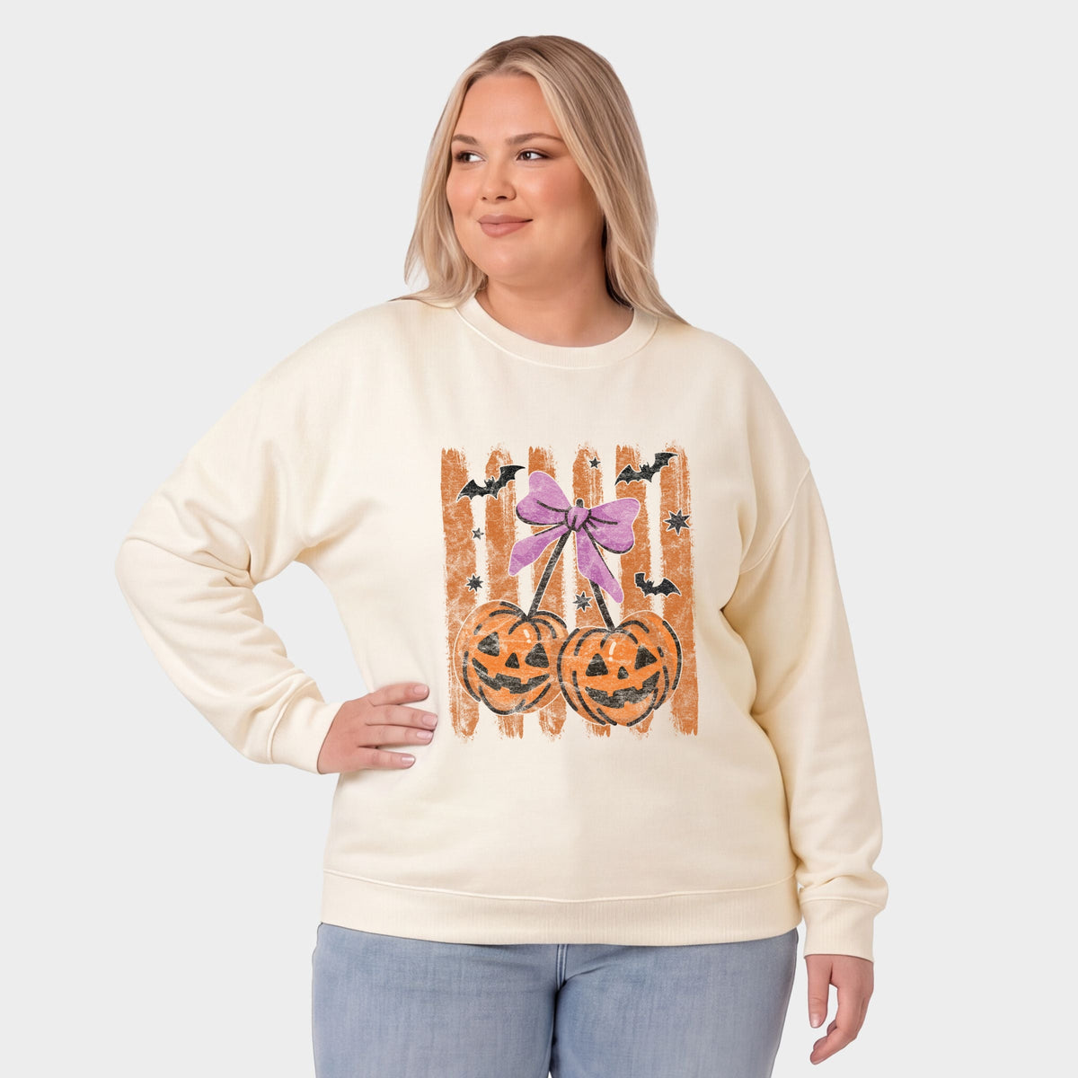 Pumpkin Cherry Bunch - Women's Plus Sized Graphic Sweatshirt